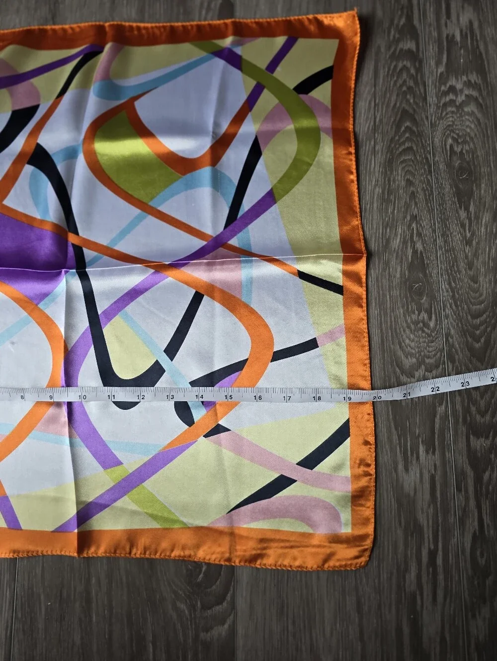 Silky Feel Neckerchief Scarf Orange Abstract Swirl Print Hair Neck Bandana 21
